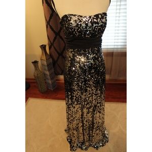 Black and Silver Sequin Formal Evening Prom Dress
